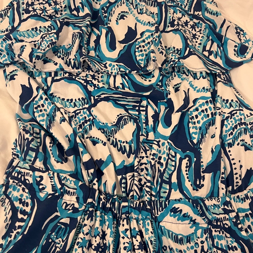 EUC size M Lilly Pulitzer Aislie jumpsuit in indigo keep on truckin - Picture 4 of 4